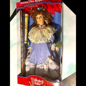 NWT Hand Painted Bisque 90s Porcelain Doll 18”